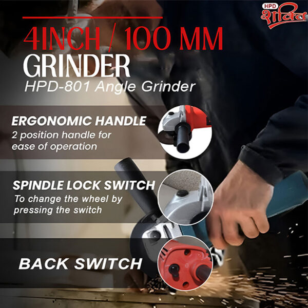 angle grinder 801, model 4inch, 100mm with back switch