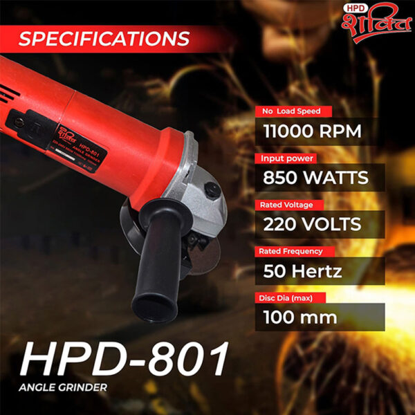 specification of angle grinder 801 850w