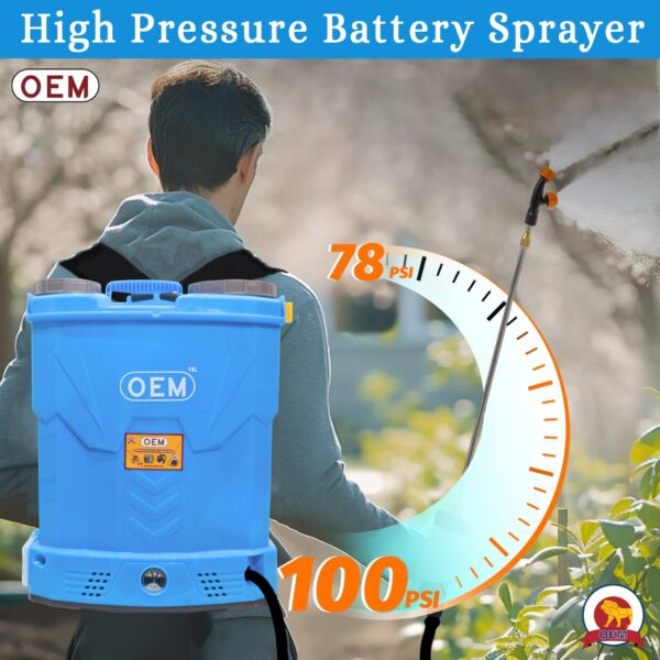 OEM 12V12A 18L Battery Operated Knapsack Agricultural Sprayer – High Pressure, Heavy-Duty Design, Long Battery Backup, Free 60cm Copper Gun, 4 Nozzles, Heavy Car Belt for Efficient Spraying in Farming, Gardening & Pest Control - Image 5