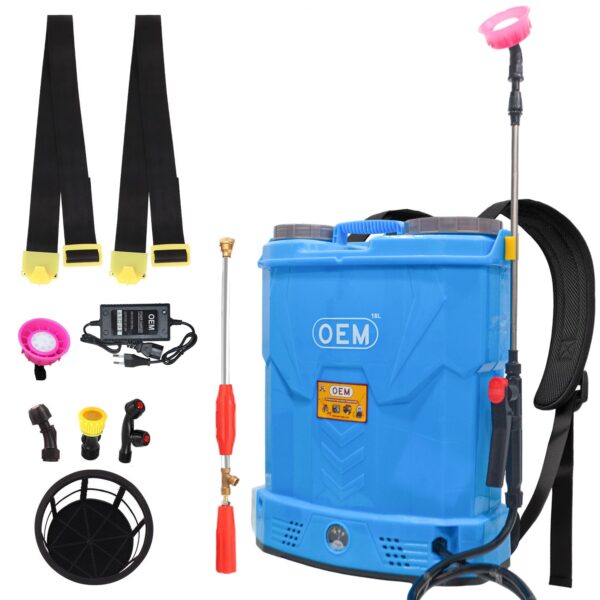 OEM 12V12A 18L Battery Operated Knapsack Agricultural Sprayer – High Pressure, Heavy-Duty Design, Long Battery Backup, Free 60cm Copper Gun, 4 Nozzles, Heavy Car Belt for Efficient Spraying in Farming, Gardening & Pest Control