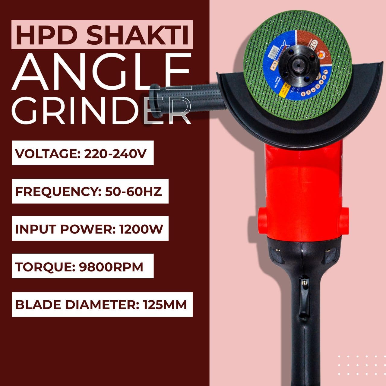 Buy HPD Shakti Angle Grinder With FREE (2 Metal Cutting Wheel of