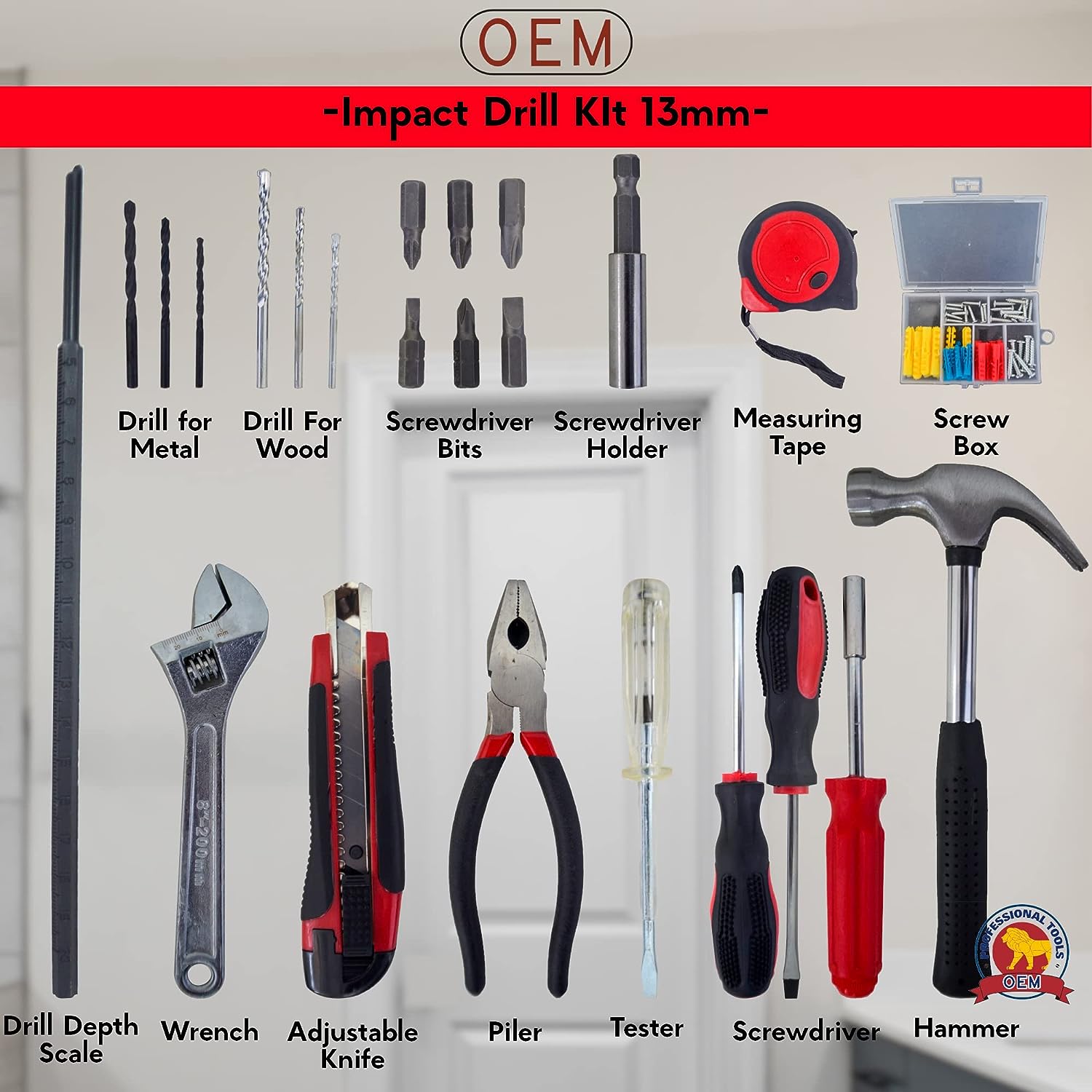 OEM 13mm Impact Drill Kit With Full Copper Motor 500W watts