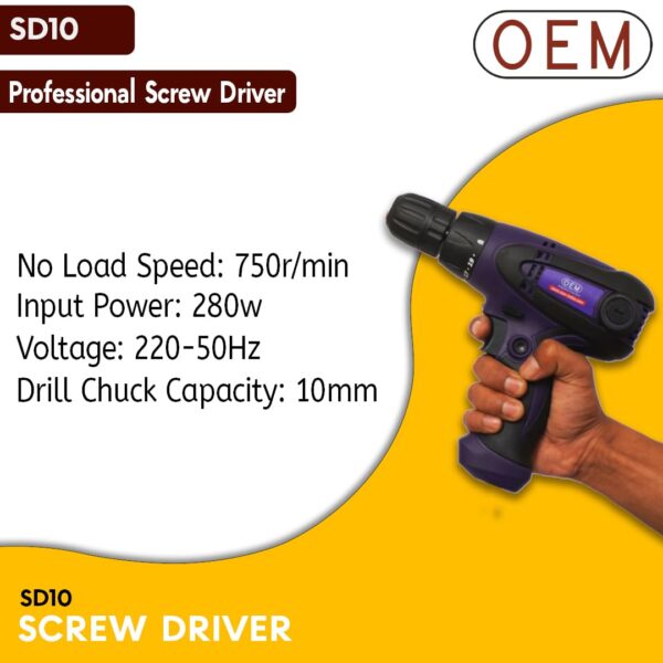 Side view of OEM Electric Screwdriver SD10 showcasing ergonomic grip and variable torque settings.