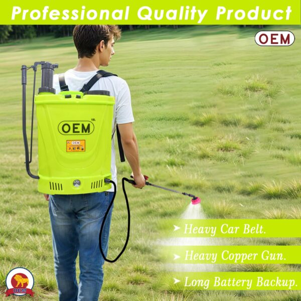 OEM 2in1 Battery Sprayer 12V8A with HI Jet Gun – 18L Knapsack Sprayer, Battery & Manual Operated, High Pressure, Big Battery, 4 Nozzles Included, Heavy Duty for Agriculture & Gardening - Image 7