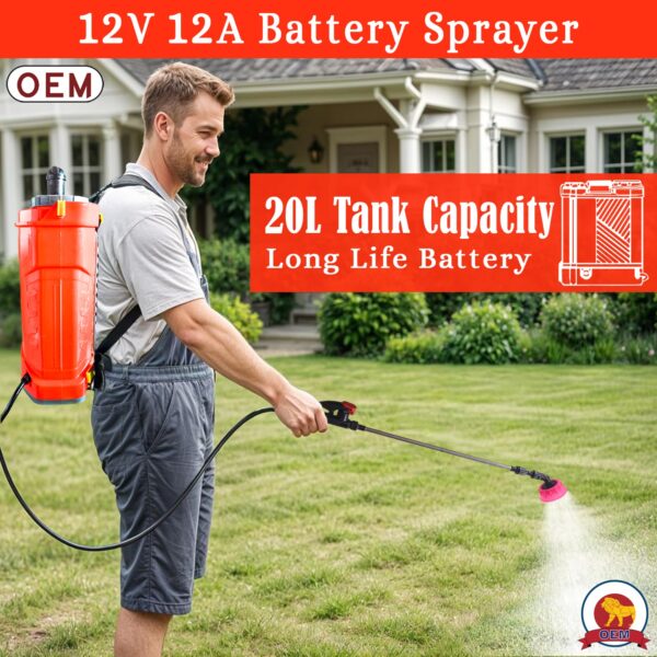 OEM 2in1 Battery & Hand Operated 12V12A 20L Agriculture knapsack Sprayer with Free Gun | Heavy Battery | Heavy Copper Motor for High Pressure - Image 9