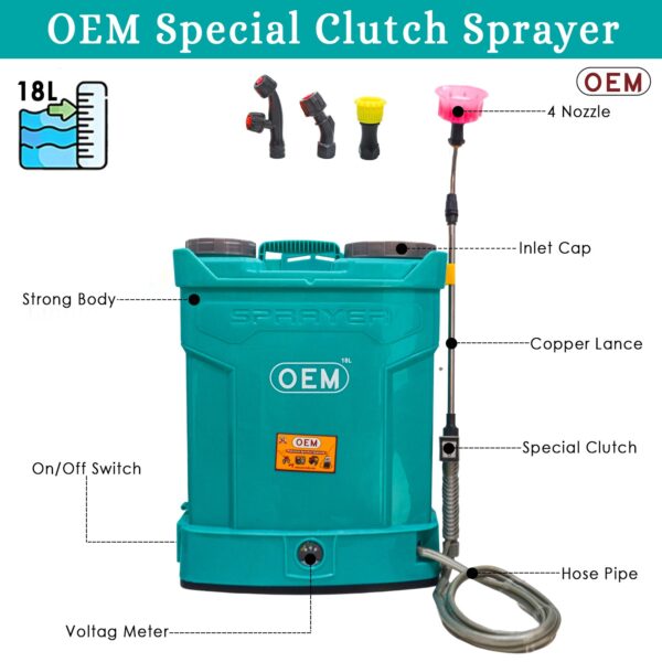 OEM Special Clutch Battery Operated Knapsack Sprayer 12V14A 18L – High Pressure, Long Battery Life, One Switch Pressure Release, Heavy Duty Lance, Advanced Technology for Agriculture and Gardening - Image 2