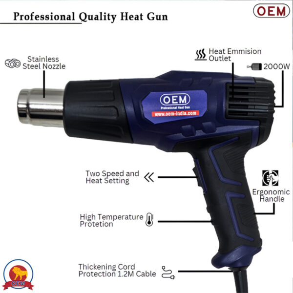 Specification of OEM 2000W Heat Gun with Free Nozzles