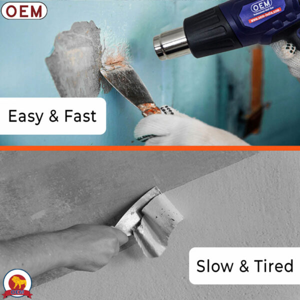 Dual temperature controls on the OEM 2000W heat gun, allowing for precise heat adjustment.