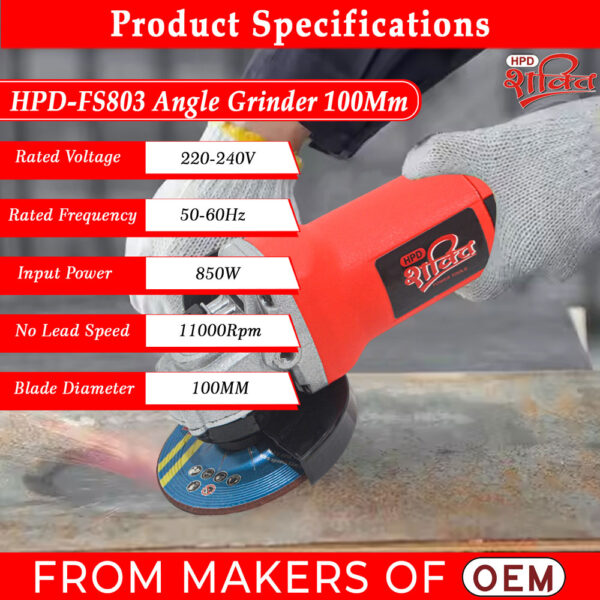 product specifications of 850w angle grinder machine 803