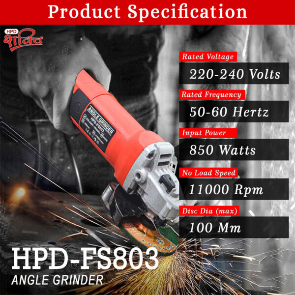 product specification of 850W angle grinder with 9-blade combo set