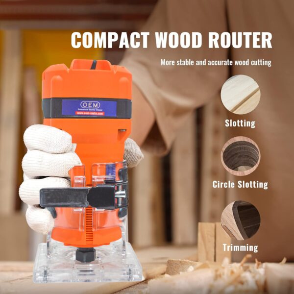 OEM Professional Electric Wood Trimmer Router 800W Full Copper Motor | 6-Month Warranty | No Load Speed 32000R/Min | Low-Noise Tool for Wood | Ideal for Cutting | Adjustable Base Woodworking Tool - Image 5