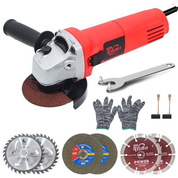 HPD Shakti 850W Angle Grinder with 2 Blades Combo (TCT, Grinding, Marble) Pure Copper Motor, 11,000 RPM, Compact Design, and Accessories and More for Cutting, Grinding, 6-100